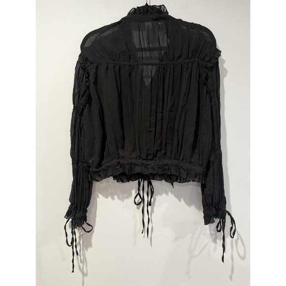H&M Top Womens Small Black Sheer Party Evening Victorian Dark Romantic Vamp - Picture 2 of 6